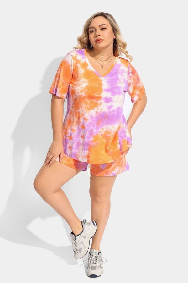 Ritera Supersoft Tie Dye T-Shirt Shorts Lounge Suit - 4XL_26